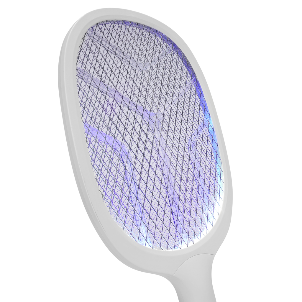 ASONIC AS-A25, Beyaz-Gri, 3000V, Raket Tipi, UV Mor Işıklı, 1200mAh, Bataryalı, Şarj Edilebilir, Sinek Öldürücü