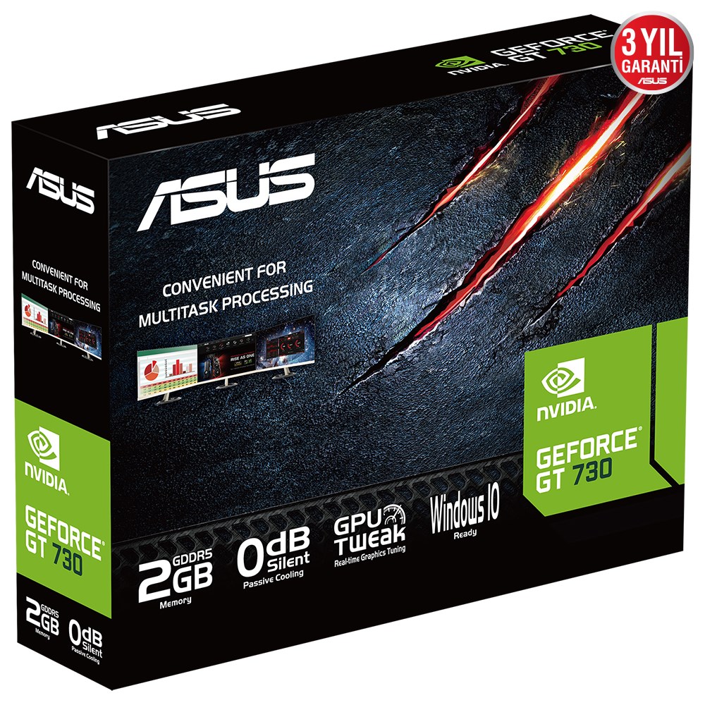 ASUS GT730-SL-2GD5-BRK GT730 2GB DDR5 64Bit VGA/DVI/HDMI 16X DX12 NVIDIA