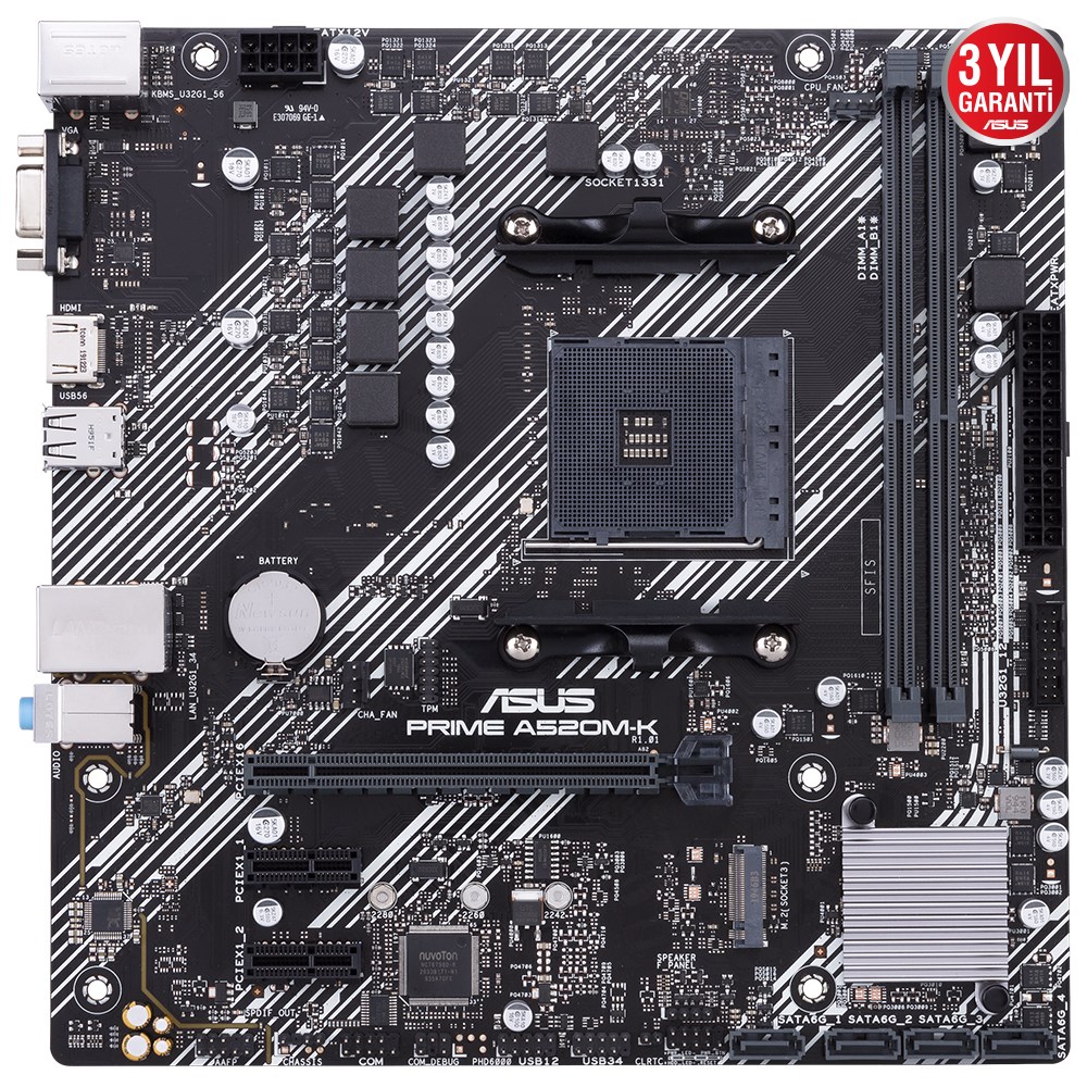 ASUS PRIME A520M-K 2xDDR4 VGA HDMI 1xM2 AM4 ANAKART