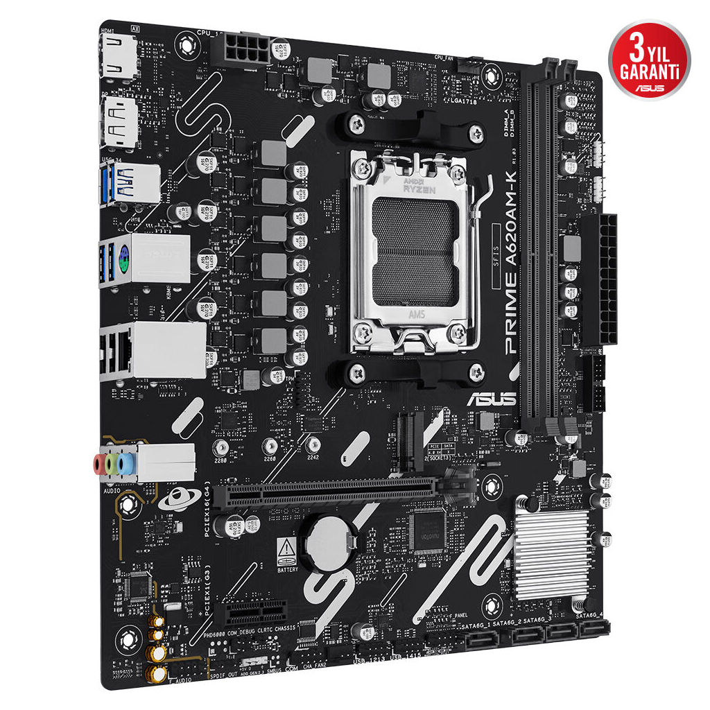 ASUS PRIME A620AM-K, 2xDDR5, 1x M.2, DP, HDMI, AM5 Soket Anakart