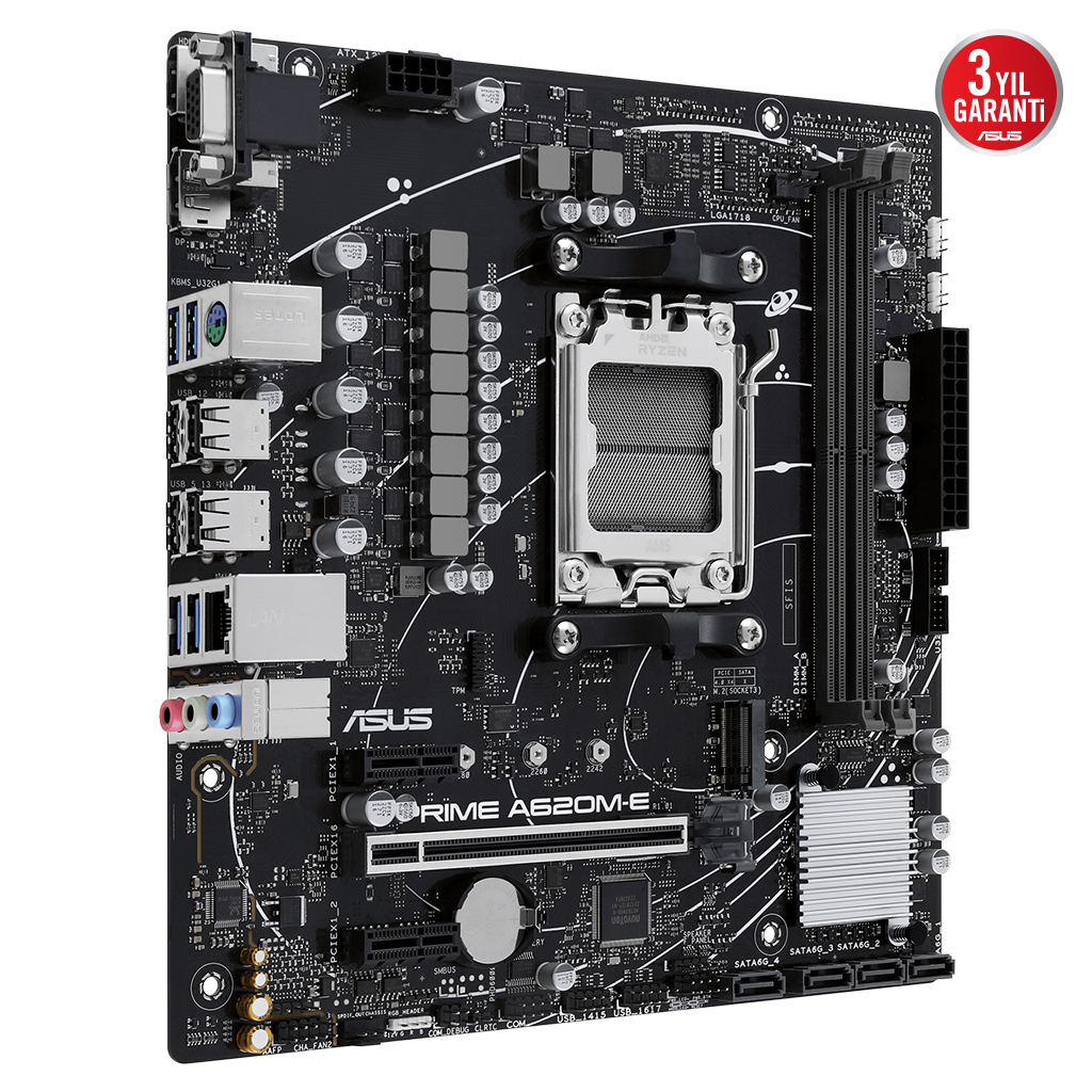 ASUS PRIME A620M-E-CSM, 2xDDR5, 1x M.2, D-SUB, DP, HDMI, AM5 Soket Anakart