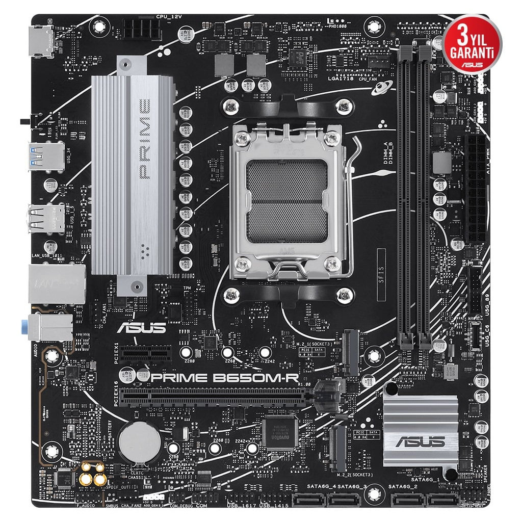 ASUS PRIME B650M-R, 2xDDR5, 2x M.2, HDMI, AM5 Soket Anakart