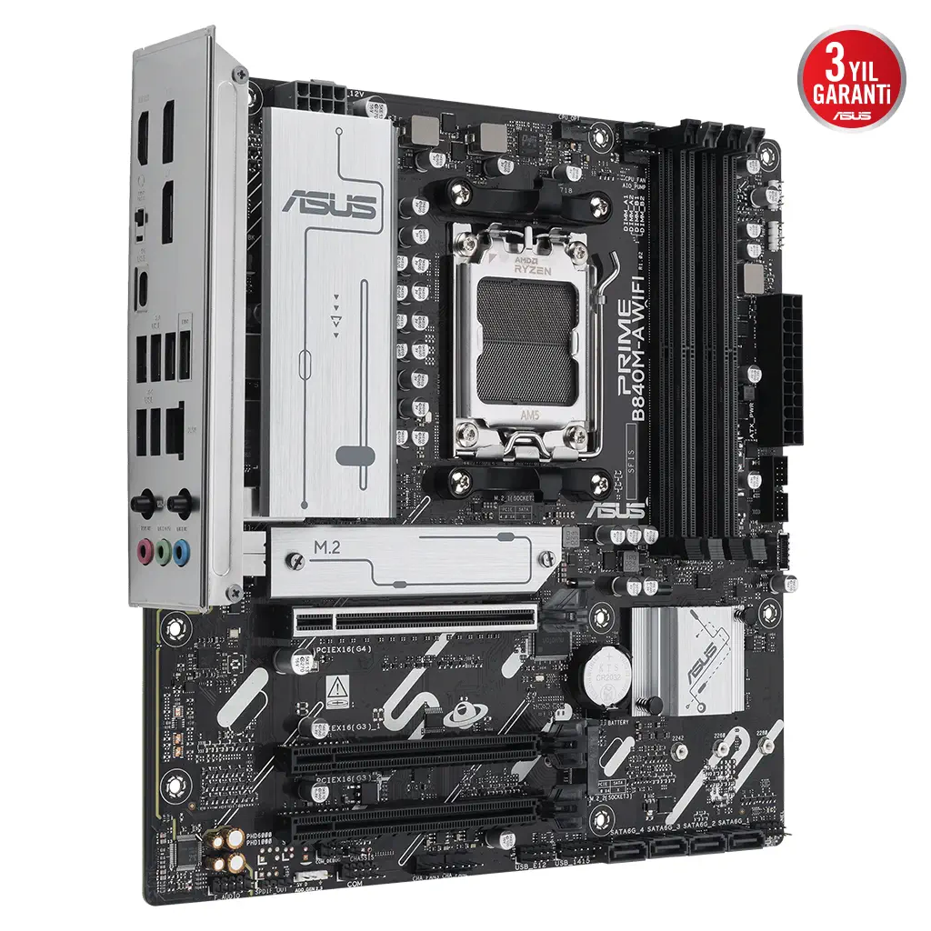 ASUS PRIME B840M-A WIFI, 4xDDR5, 3x M.2, HDMI, 2x DP, Type-C, WI-FI 6E, Bluetooth 5.3, AM5 Soket GAMING Anakart