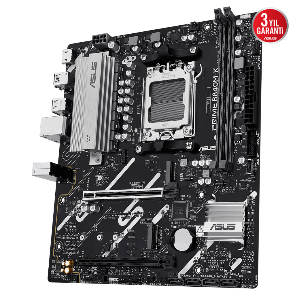 ASUS PRIME B840M-K, 8000MHz, 2xDDR5, 2x M.2, HDMI, AM5 Soket Anakart