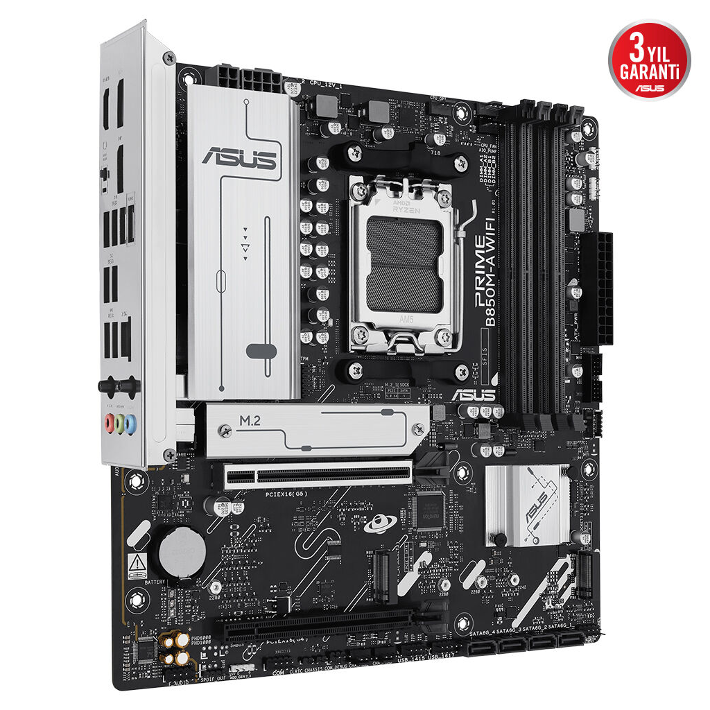 ASUS PRIME B850M-A WIFI, 4xDDR5, 3xM.2, 2xDP, HDMI, Type-C, Wi-Fi 6, Bluetooth 5.3, AM5 Soket Anakart