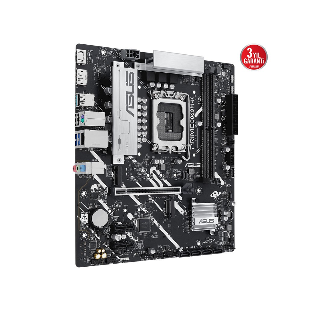 ASUS PRIME B860M-K, 8800MHz, 2xDDR5 2xM.2, HDMI, DP, Intel Core Ultra CPU(Seri 2), LGA1851 Soket Anakart