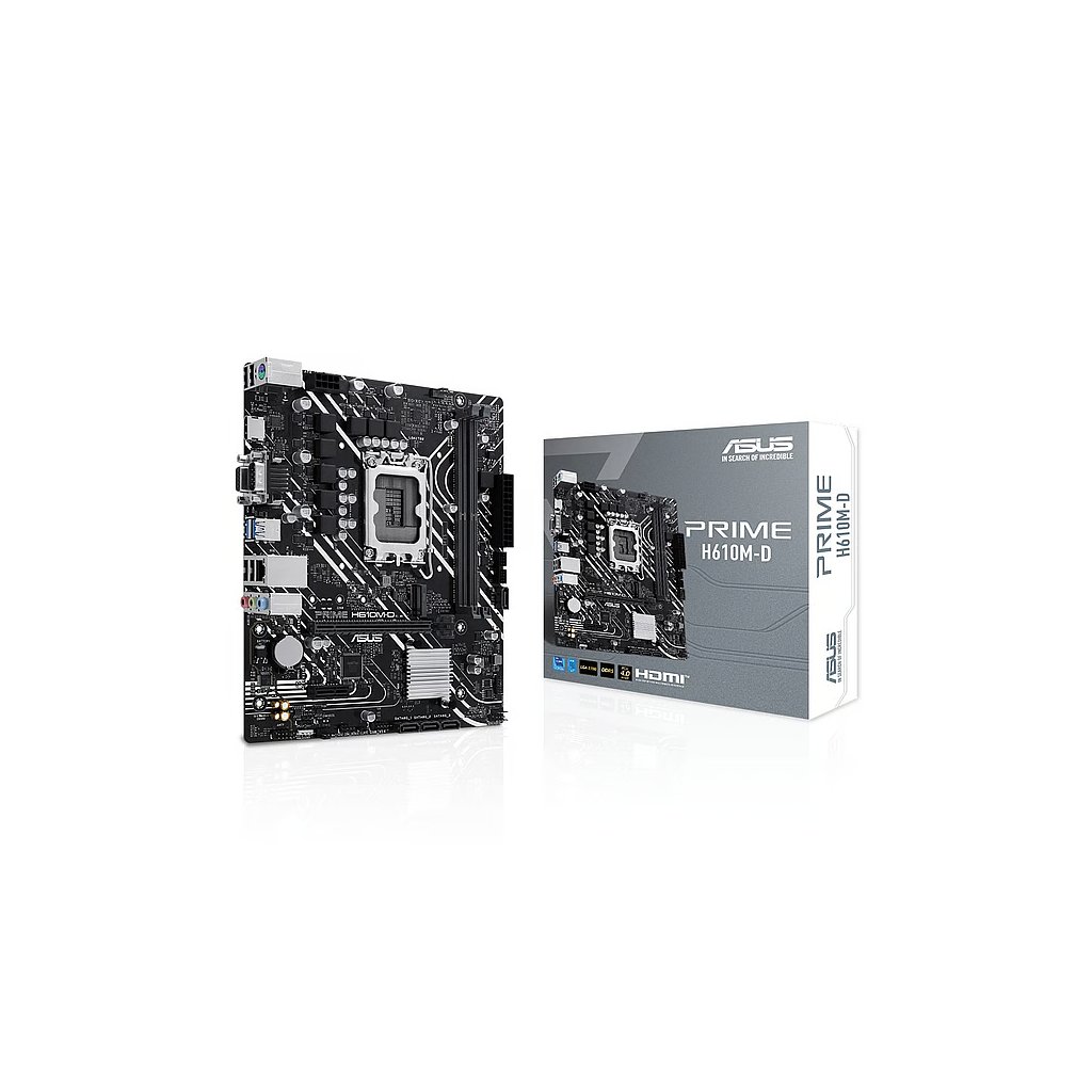ASUS PRIME H610M-D, 2xDDR5, M.2, D-SUB, HDMI, RS232 Port, 12-13.14.Nesil, LGA1700 Soket, Anakart