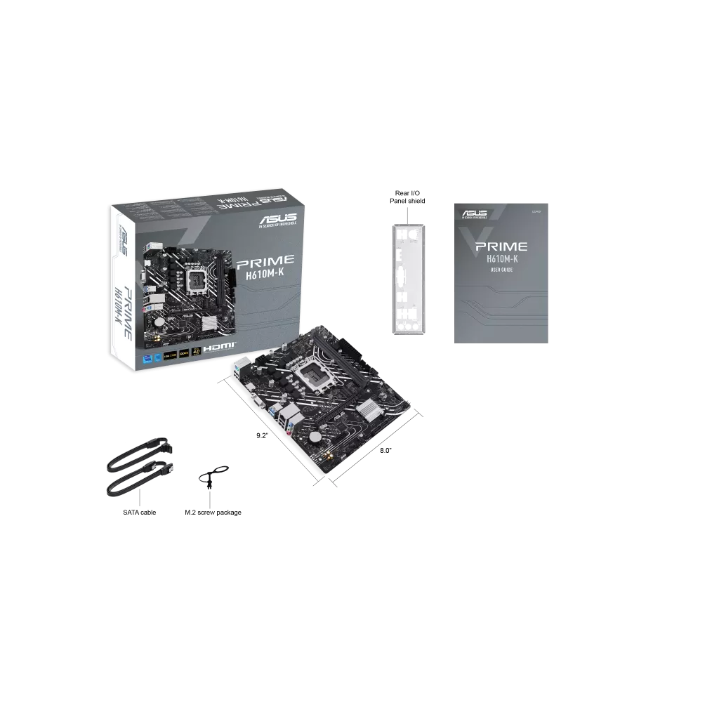 ASUS PRIME H610M-K, 2xDDR5, M.2, D-SUB, HDMI, 12-13.14.Nesil, LGA1700 Soket, Anakart