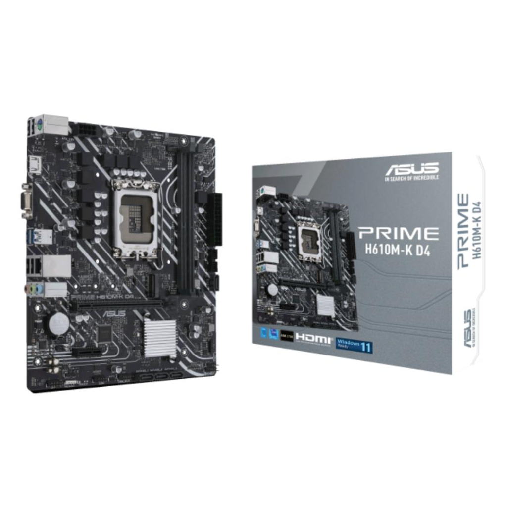 ASUS PRIME H610M-K D4 ARGB, 2xDDR4, M.2, HDMI, 12-13.14.Nesil, LGA1700 Soket, Anakart