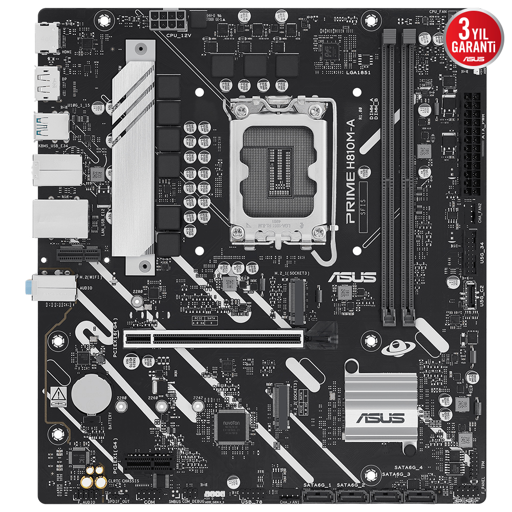 ASUS PRIME H810M-A-CSM DDR5 HDMI-DP PCIE 4.0 1851p mATX Kurumsal Anakart