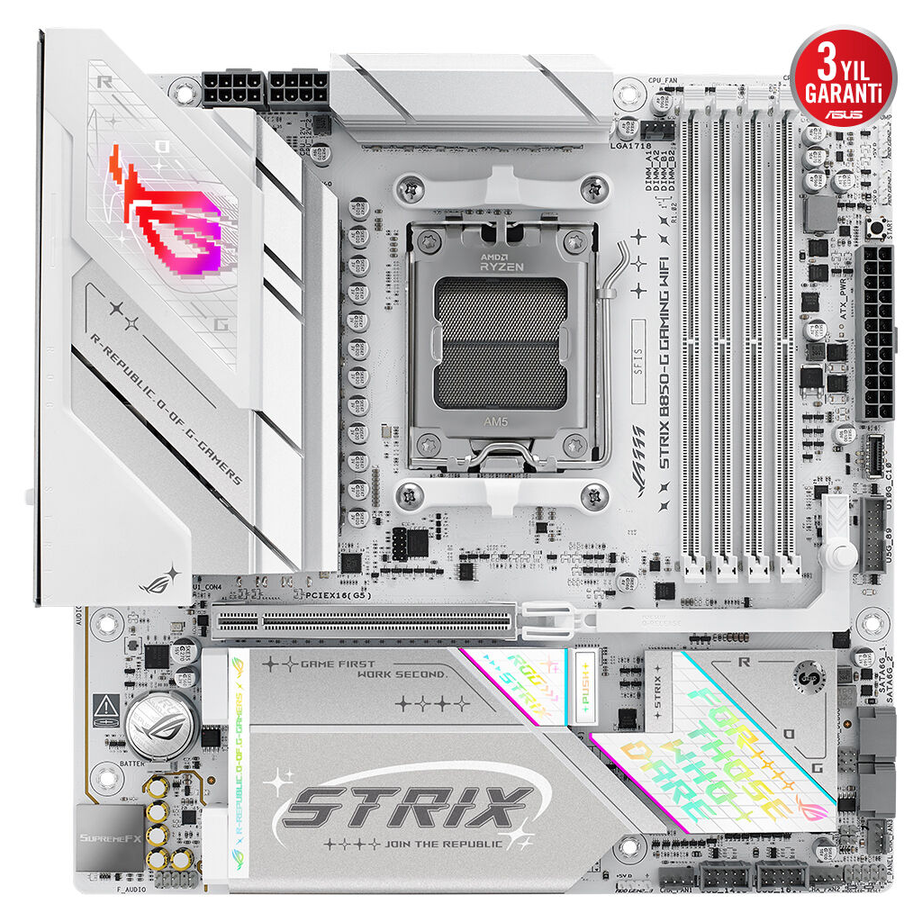 ASUS ROG STRIX B850-G GAMING WIFI, 4xDDR5, 4x M2, HDMI, DP, 2xType-C, Wi-Fi 7, Bluetooth v5.4, AM5 Soket GAMING Anakart