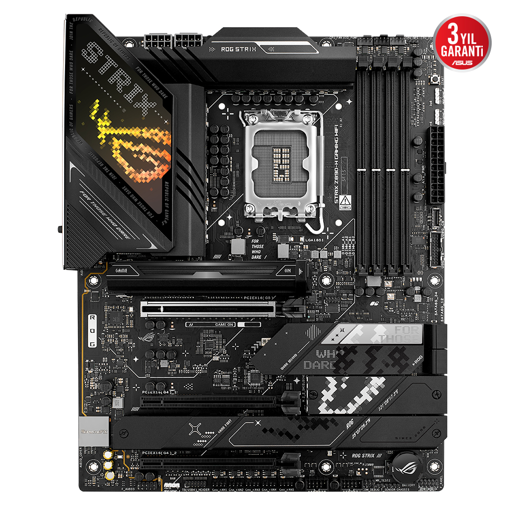ASUS ROG STRIX Z890-H GAMING WIFI, 9066MHz, 4xDDR5, 4x M.2, HDMI, DP, Type-C, Wi-Fi 7, Bluetooth 5.4, Intel Core Ultra CPU(Seri 2), LGA1851 Soket, Gaming Anakart