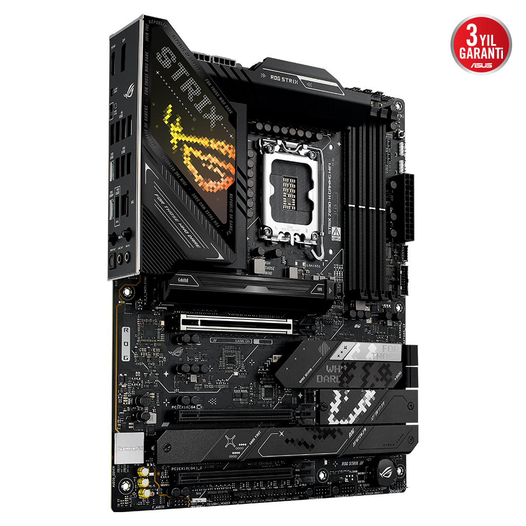 ASUS ROG STRIX Z890-H GAMING WIFI, 9066MHz, 4xDDR5, 4x M.2, HDMI, DP, Type-C, Wi-Fi 7, Bluetooth 5.4, Intel Core Ultra CPU(Seri 2), LGA1851 Soket, Gaming Anakart