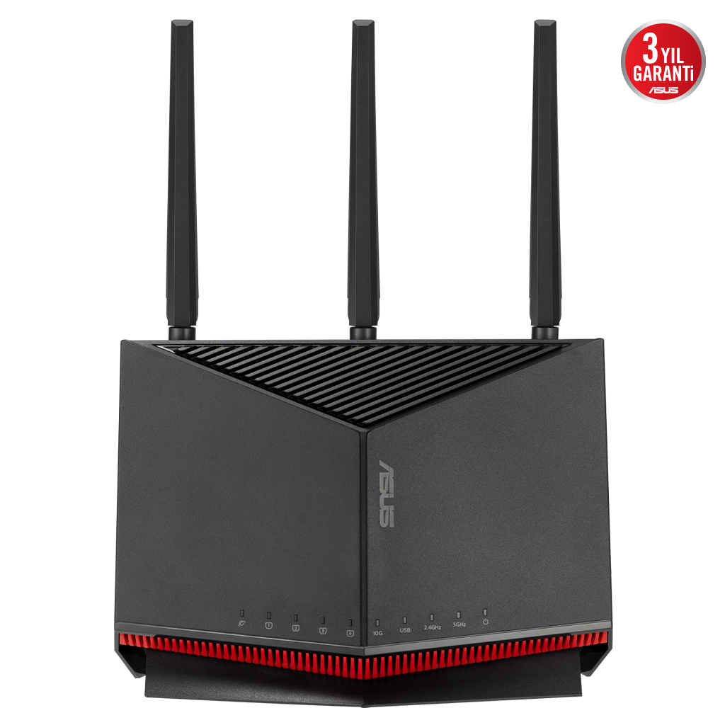 ASUS RT-BE86U, BE6800, 4 Port, 6800Mbps, Dual Band, WİFİ 7, AiMesh, AiProtection Pro, Gigabit Extendable Router
