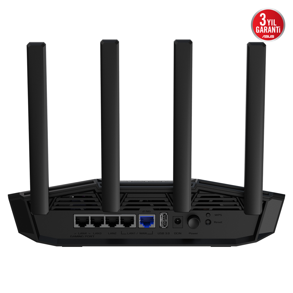 ASUS TUF-BE3600, BE3600, 4 Port, 3600Mbps, Dual Band, WİFİ 7, AiMesh, AiProtection Pro, GAMING Extendable Router