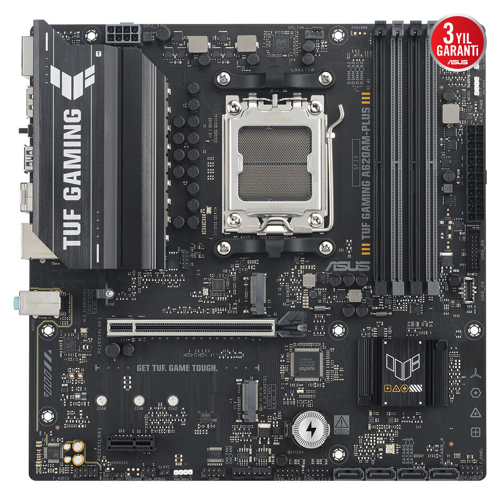 ASUS TUF GAMING A620AM-PLUS, 4xDDR5, 2x M.2, HDMI, 2xDP, AMD Ryzen 7000 Serisi, AM5 Soket Anakart