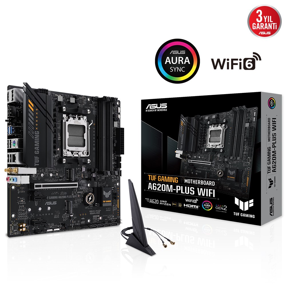 ASUS TUF GAMING A620AM-PLUS WIFI DDR5 HDMI DP PCIe 16X v4.0 AM5 mATX