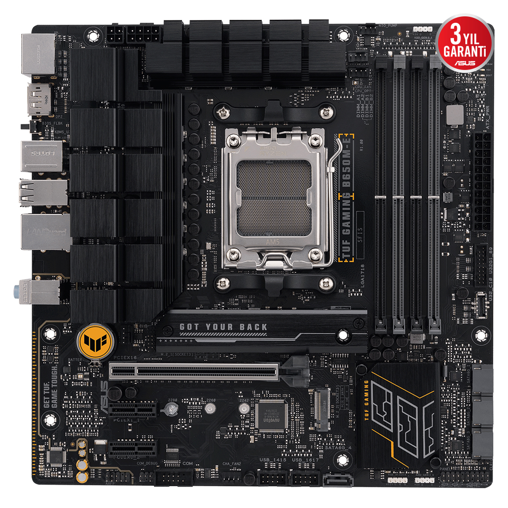 ASUS TUF GAMING B650M-E, 4xDDR5, 2x M.2, HDMI, 2xDP, Type-C, AM5 Soket GAMING Anakart