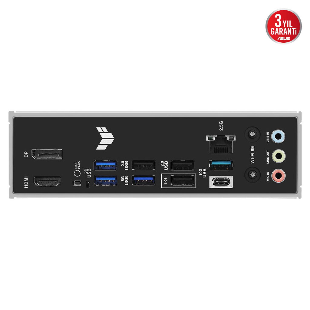 ASUS TUF GAMING B850-E WIFI, 4xDDR5, 3x M.2, HDMI, DP, Type-C, Wi-Fi 6E, Bluetooth v5.3, AM5 Soket GAMING Anakart