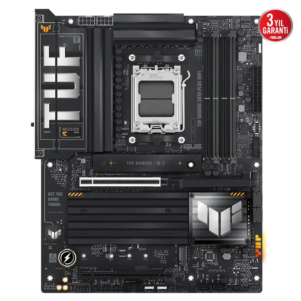 ASUS TUF GAMING X870-PLUS WIFI, 4xDDR5, 4xM.2, HDMI, DP, Type-C, Wi-Fi 7, Bluetooth v5.4, AM5 Soket GAMING Anakart