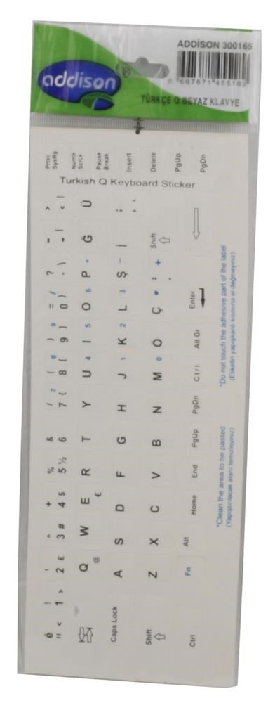 Addison 300165 Türkçe q Beyaz Klavye Stıker