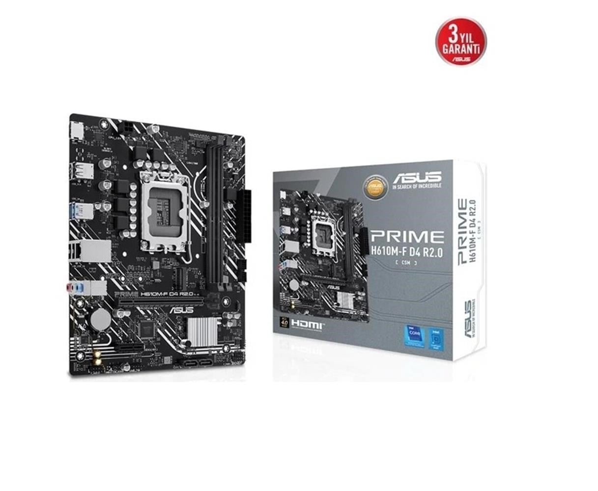 Asus Prime H610M-F D4 R2.0 3200MHz DDR4 Soket 1700 M.2 HDMI mATX Anakart
