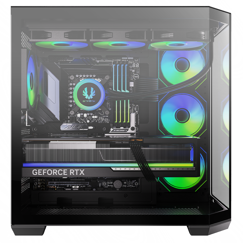 BITFENIX 850W 80+ BRONZE Ayna efektli MIRROR T10 Siyah Gaming Mid-Tower PC Kasası