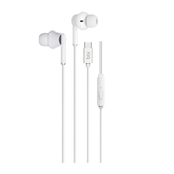 BIX HF01C-WE Type-C Beyaz 14MM EXTRA BASS KULAKİÇİ Mikrofonlu Kulaklık