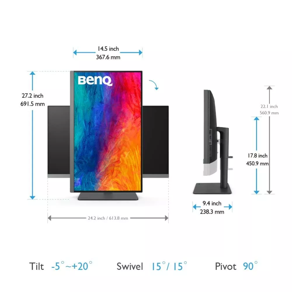 BenQ 27 IPS DesignVue PD2706U 5MS 60HZ HDMI-DP TYPEC Pivot Profesyonel Fotoğrafçı ve Tasarımcı Monitörü 3840X2160