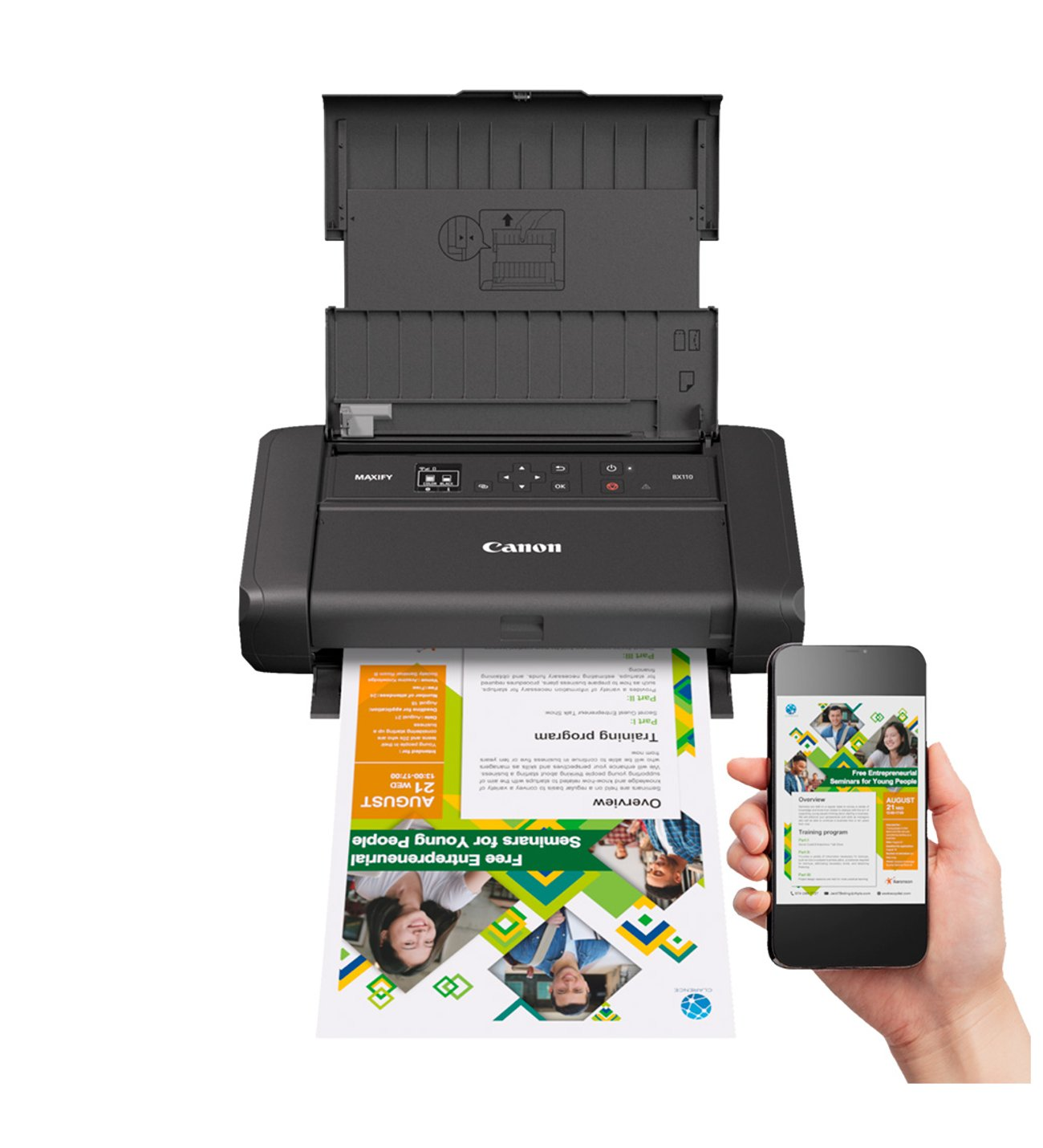 CANON A4 MAXIFY BX110 Renkli Taşınabilir Bataryalı Yazıcı Usb,Wıfı Kablosuz