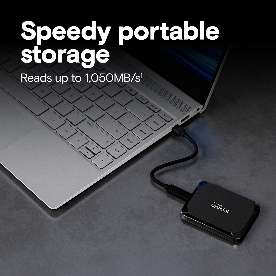 CRUCIAL 1TB X9 CT1000X9SSD9 1050-1050MB/s SSD TypeC Harici Disk