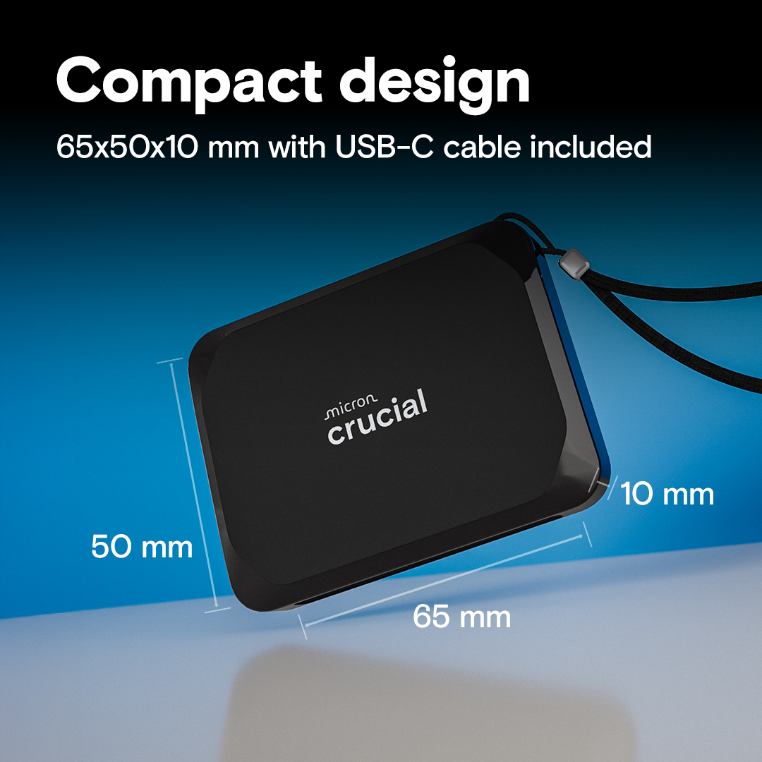 CRUCIAL 1TB X9 CT1000X9SSD9 1050-1050MB/s SSD TypeC Harici Disk