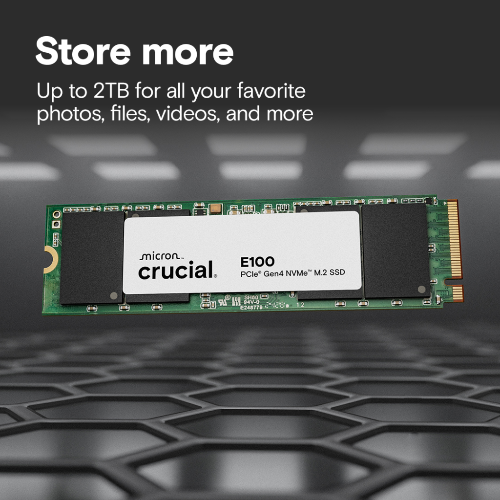 CRUCIAL CT1000E100SSD8, E100, 1TB, 5000/4500, Gen4, NVME PCIe M.2 2280, SSD