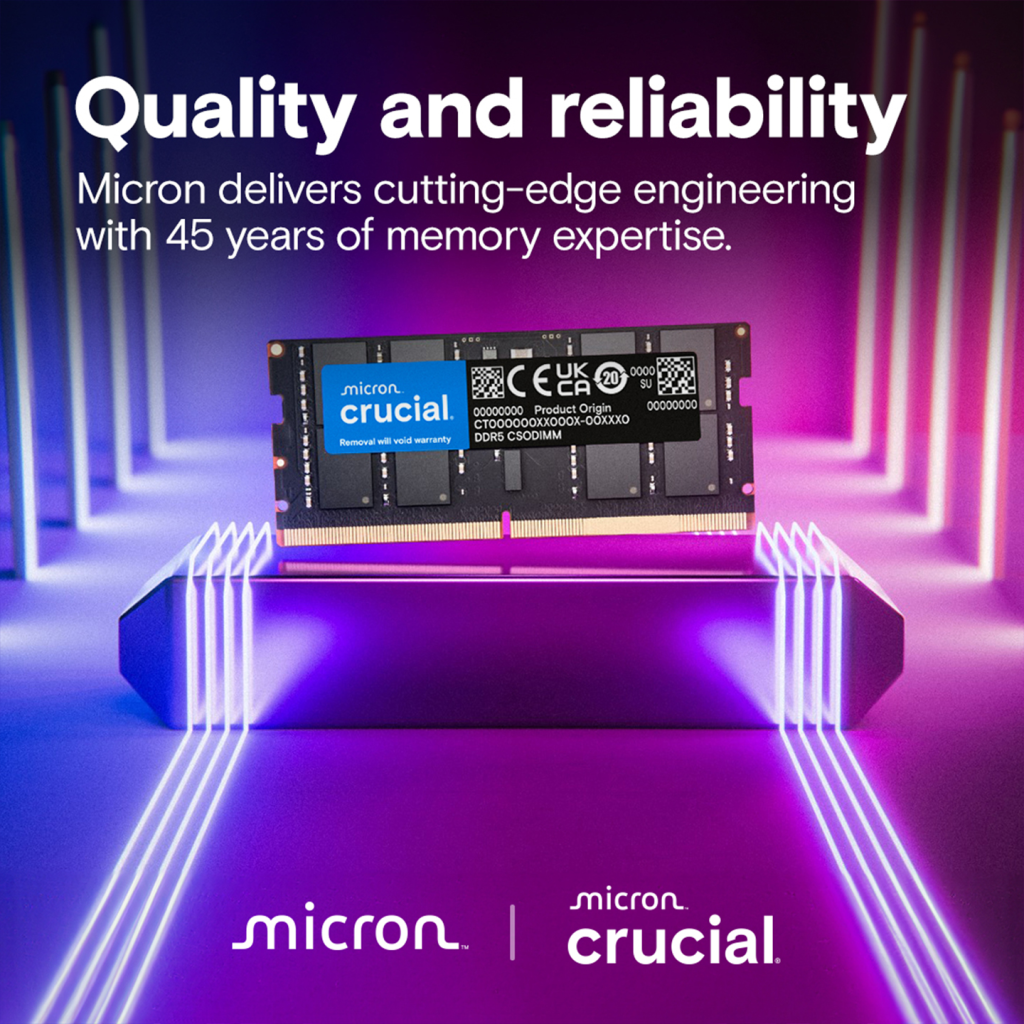 CRUCIAL CT16G64C52CS5, 16Gb, 6400Mhz, DDR5, CL52,  SODIMM, Notebook RAM (By Micron)