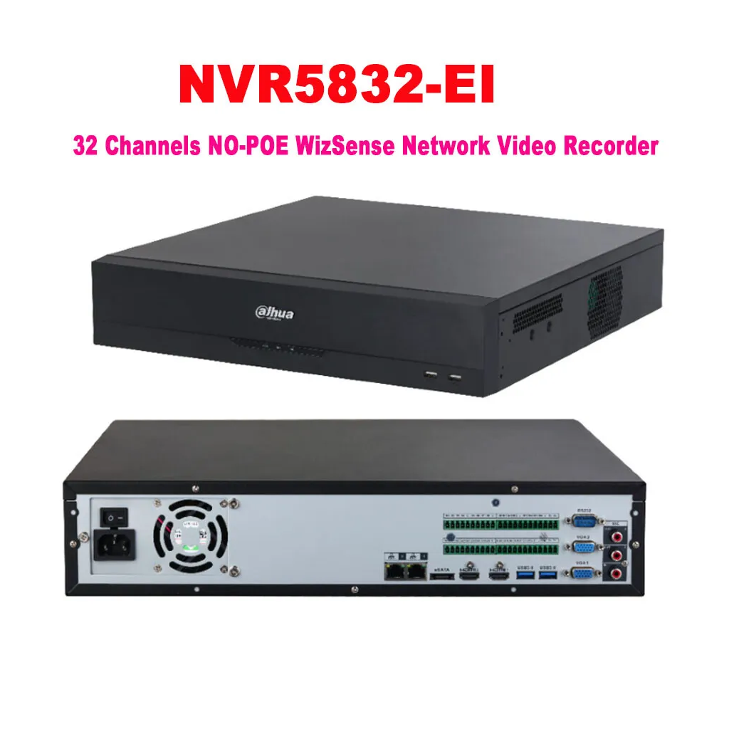 DAHUA  NVR5832-EI, 32Kanal, 32Mpix, H265+, 8 HDD Desteği, 1080P Kayıt, 384Mbps Bant Genişliği, 2 Port GigaBit Lan, RAID 0/15/6/10, NVR