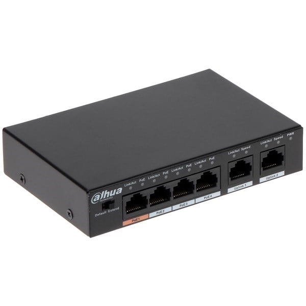 DAHUA 6port-4port PoE 60w 2-Uplink 10/100 Yönetilemez Switch PFS3006-4ET-60-V2