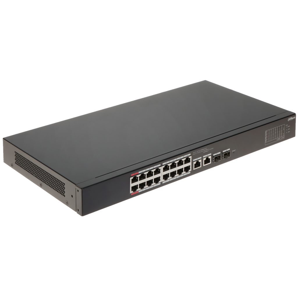 DAHUA CS4218-16ET-240, 16Port, Megabit, PoE 240W, 2 Port SFP Gigabit Combo, Cloud Yönetilebilir, Switch