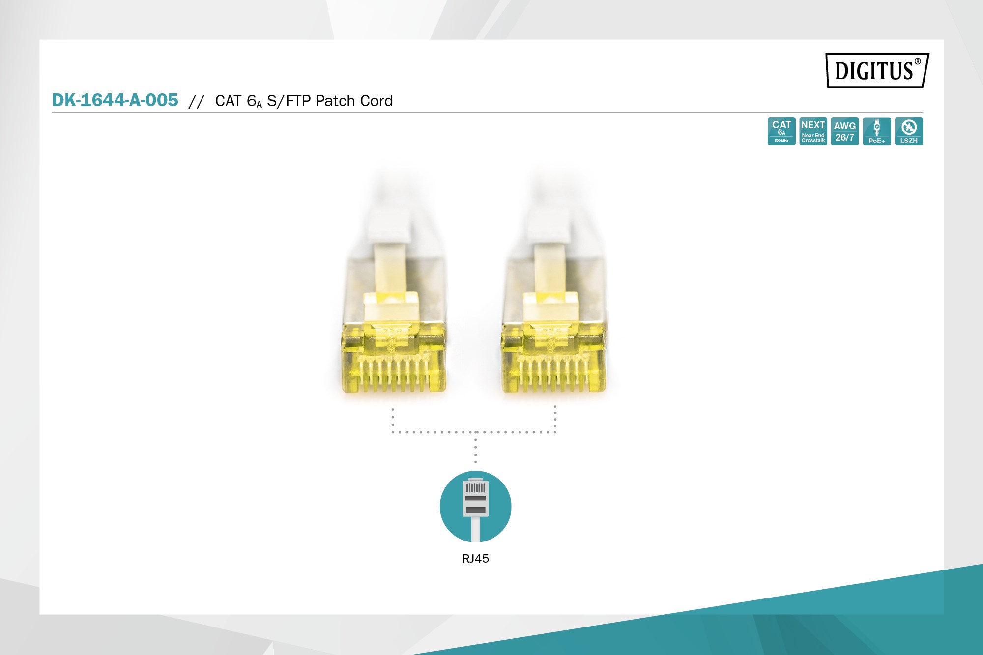 DIGITUS 0.5metre CAT7(CAT6A) S-FTP DK-1644-A-005 Gri Patch Kablo (10lu Paket)