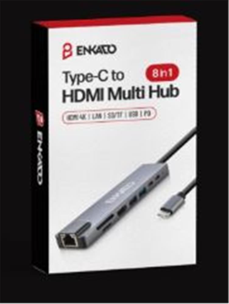 ENKADO EKD-TP42 TYPE-C TO TO HDMI 8İN 2PD+2 USB 2,0 +HDMI 4K +SD-TF+ETHERNET 100MBS