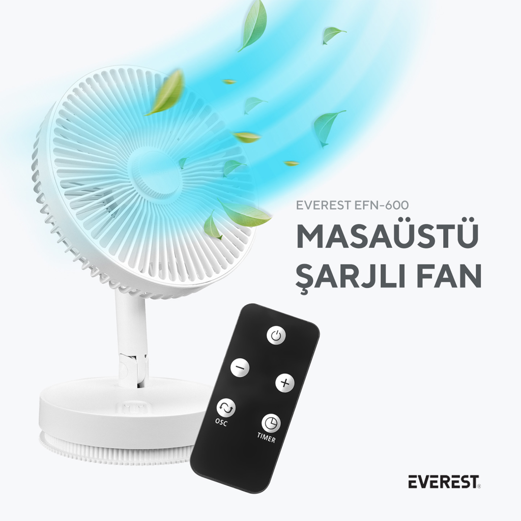 EVEREST EFN-600, BEYAZ, 4 Kademeli Hız, 8