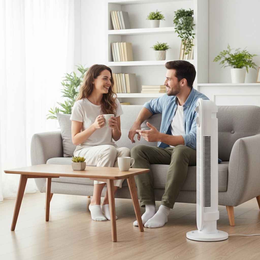 EVEREST FAN14, BEYAZ, 3 Kademeli Hız, Kule Tipi, 50W, Zamanlama Ayarlı, Sağ ve Sol Salınım,  Vantilatör