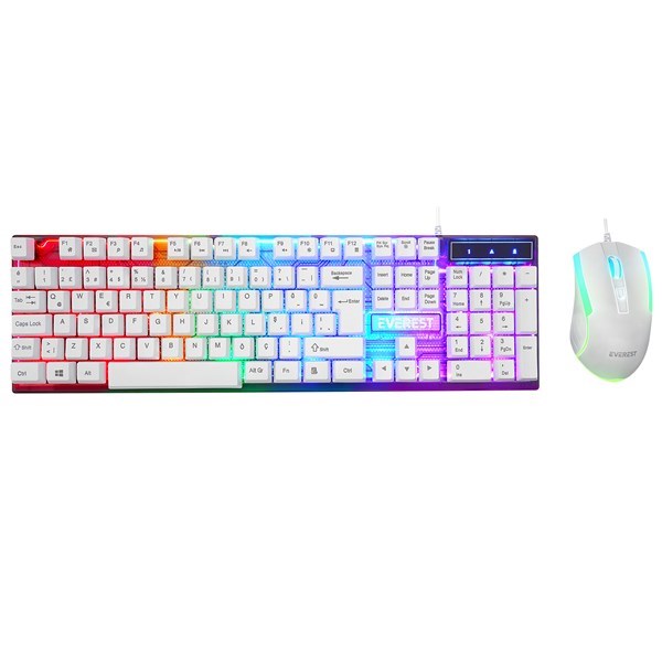 EVEREST KM-198 Kablolu USB Q Trk Beyaz Gaming Klavye - Mouse Set