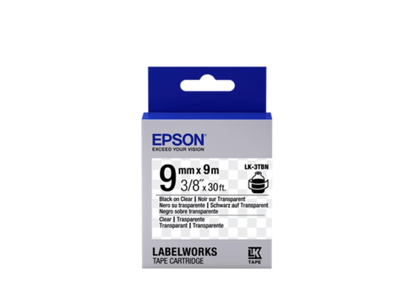 Epson LK-3TBN Şeffaf Üzeri Siyah 9mm 9Metre Etiket