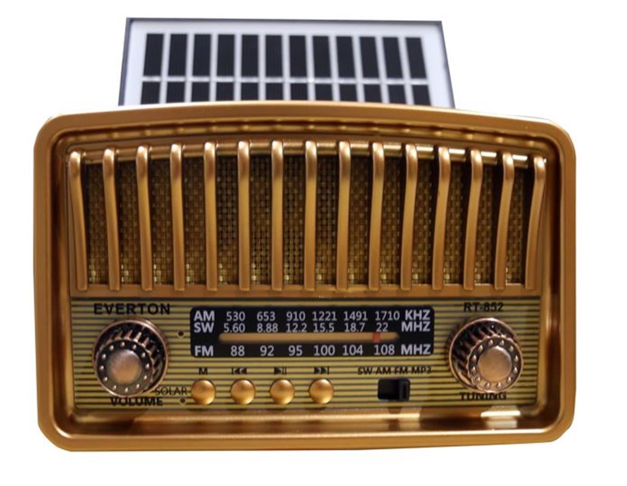 Everton Rt-852  Bluetooth Fm-Usb-Tf-Aux Şarjlı Nostaljik Radyo Güneş Panelli