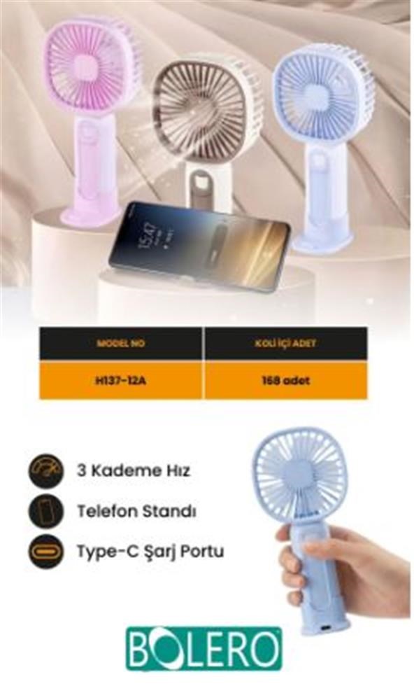 Feny FN-F40 Beyaz Kademeli Ultra Sessiz Led Göstergeli Şarjlı 1800Mah Turbo Mini El Fanı