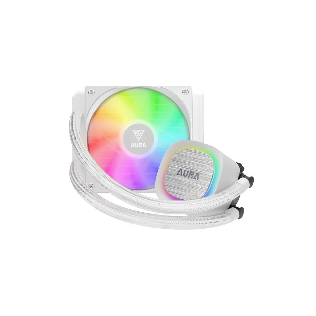 GAMDIAS AURA GL120 V2 WH, White Edition, 120mm,  RGB, 1 Fanlı, CPU Sıvı Soğutma