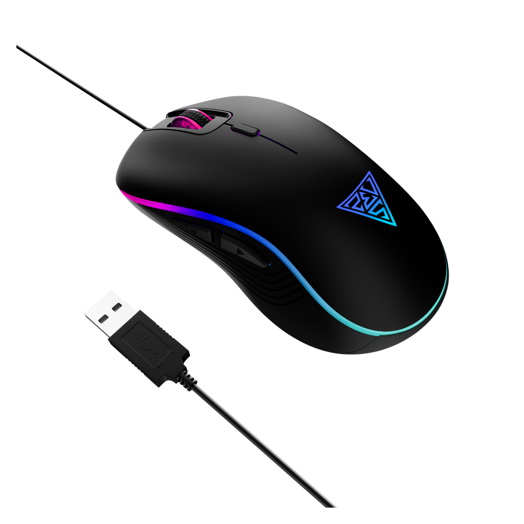 GAMDIAS AURA GS3, Çok Renkli Aydınlatma,  USB Kablolu, 6 Programlanabilir Buton, Gaming Mouse, 3.600 DPI, Siyah