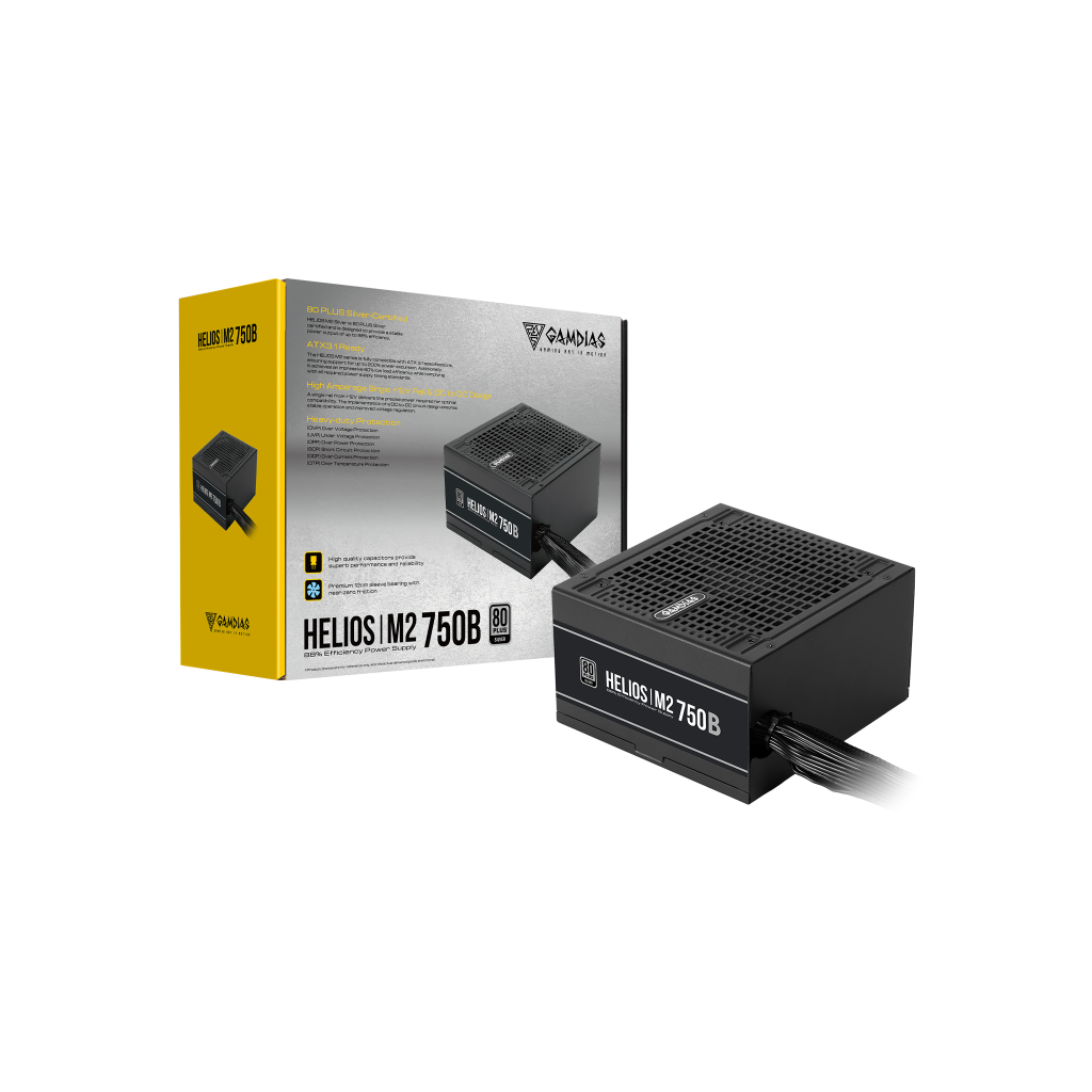 GAMDIAS HELIOS M2-750B, 750W, 80+ Silver, Aktif PFC, GAMING, ATX, Power Supply (PSU)