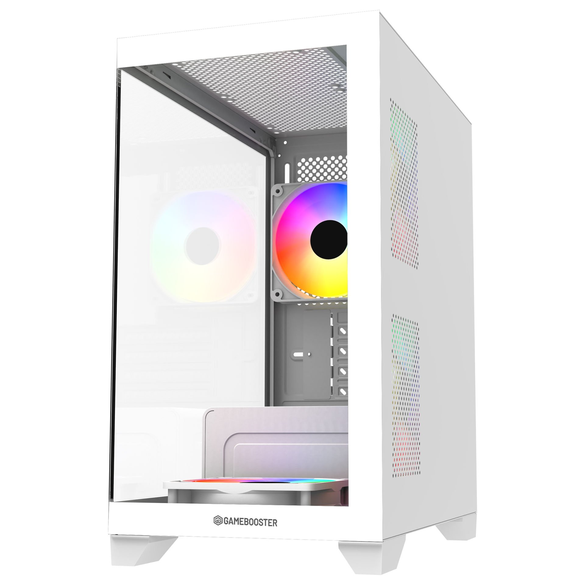 GAMEBOOSTER 600W GB-M6001W 4-Rainbow Fanlı Gaming Mid-Tower PC Kasası Beyaz