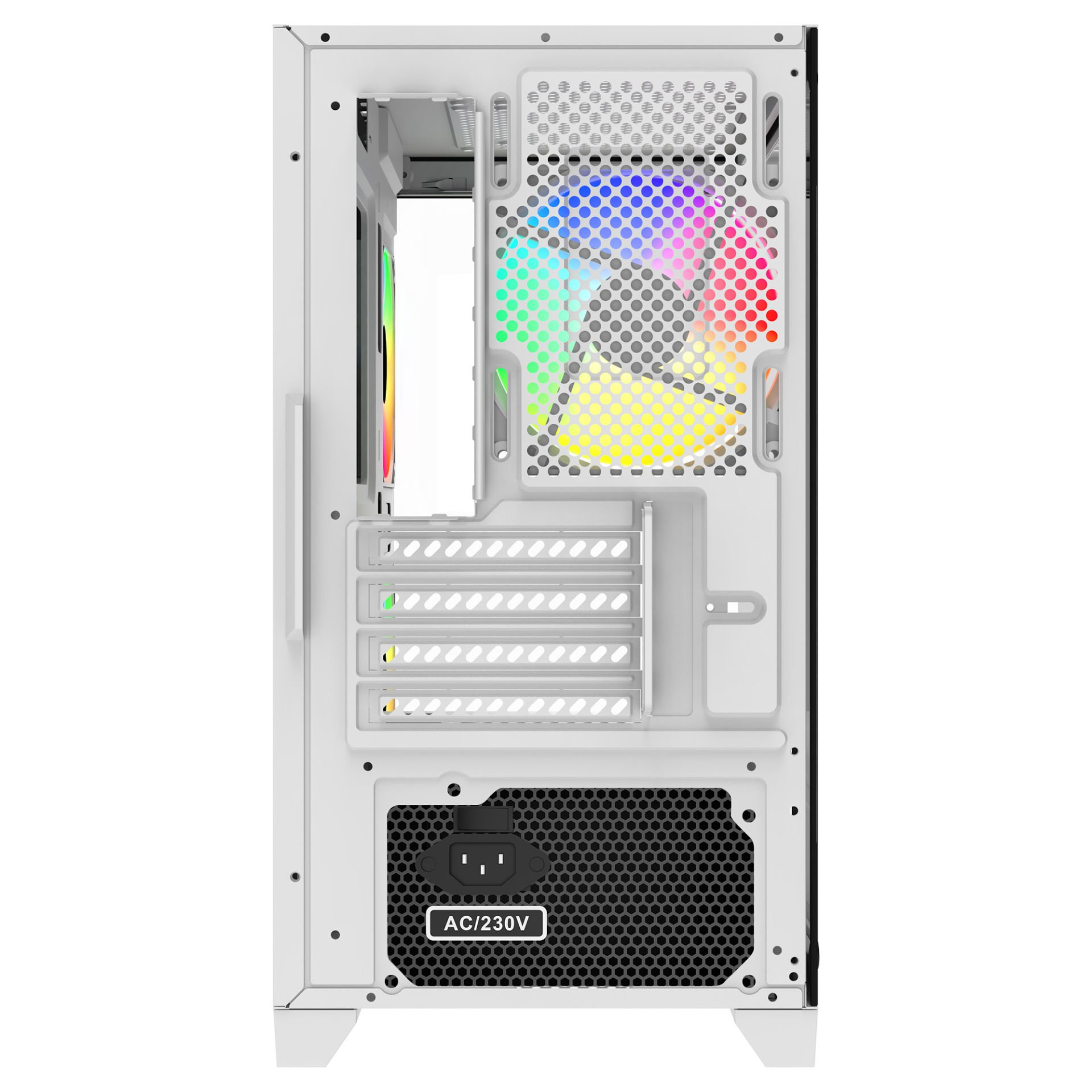 GAMEBOOSTER 600W GB-M6001W 4-Rainbow Fanlı Gaming Mid-Tower PC Kasası Beyaz